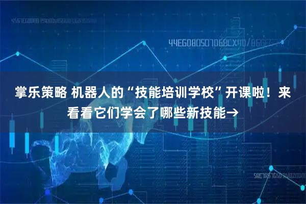 掌乐策略 机器人的“技能培训学校”开课啦！来看看它们学会了哪些新技能→